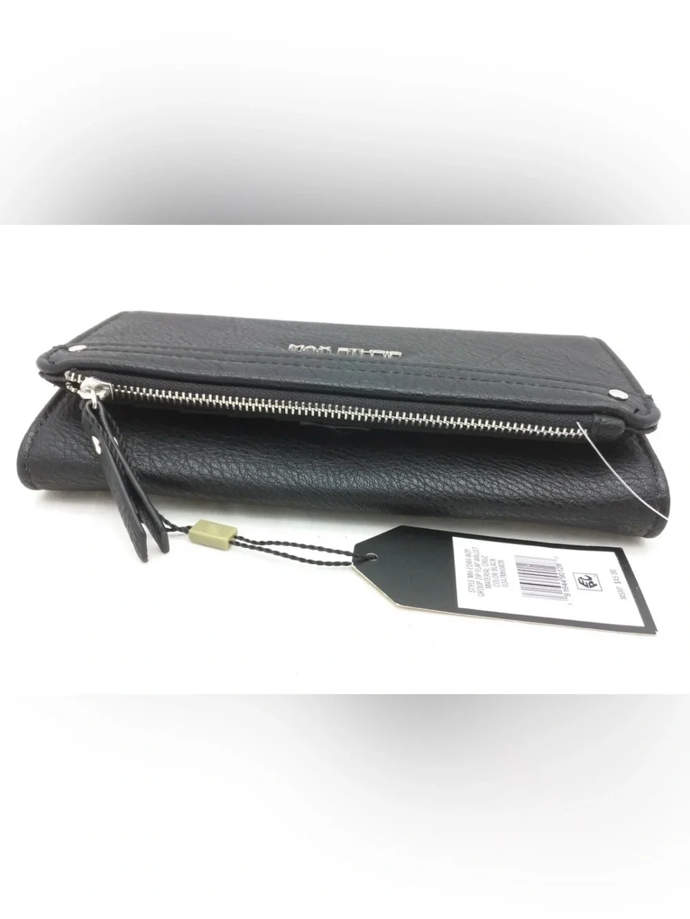 MAX STUDIO WOMENS ZIP FLAP WALLET $45 MSP BLACK SNAP CLUTCH nwt